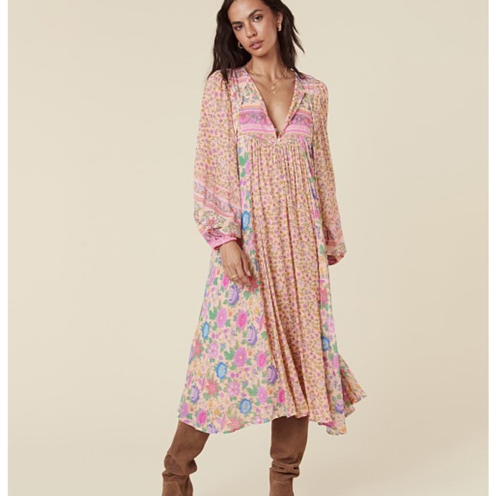 Spell Mossy Patchwork Boho Dress Spring Garden